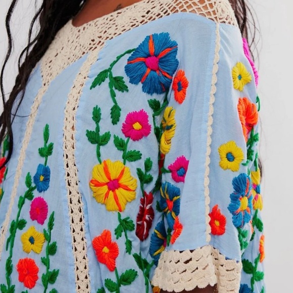 Momo for Free People Embroidered‎ Kaftan / Top - Picture 4 of 8